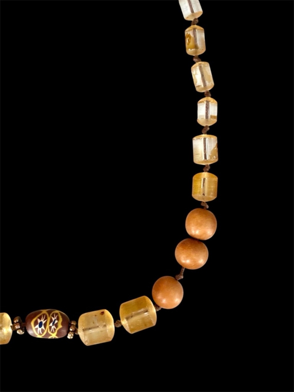 Vintage Amber and Brown Beaded Women's Necklace - signed
